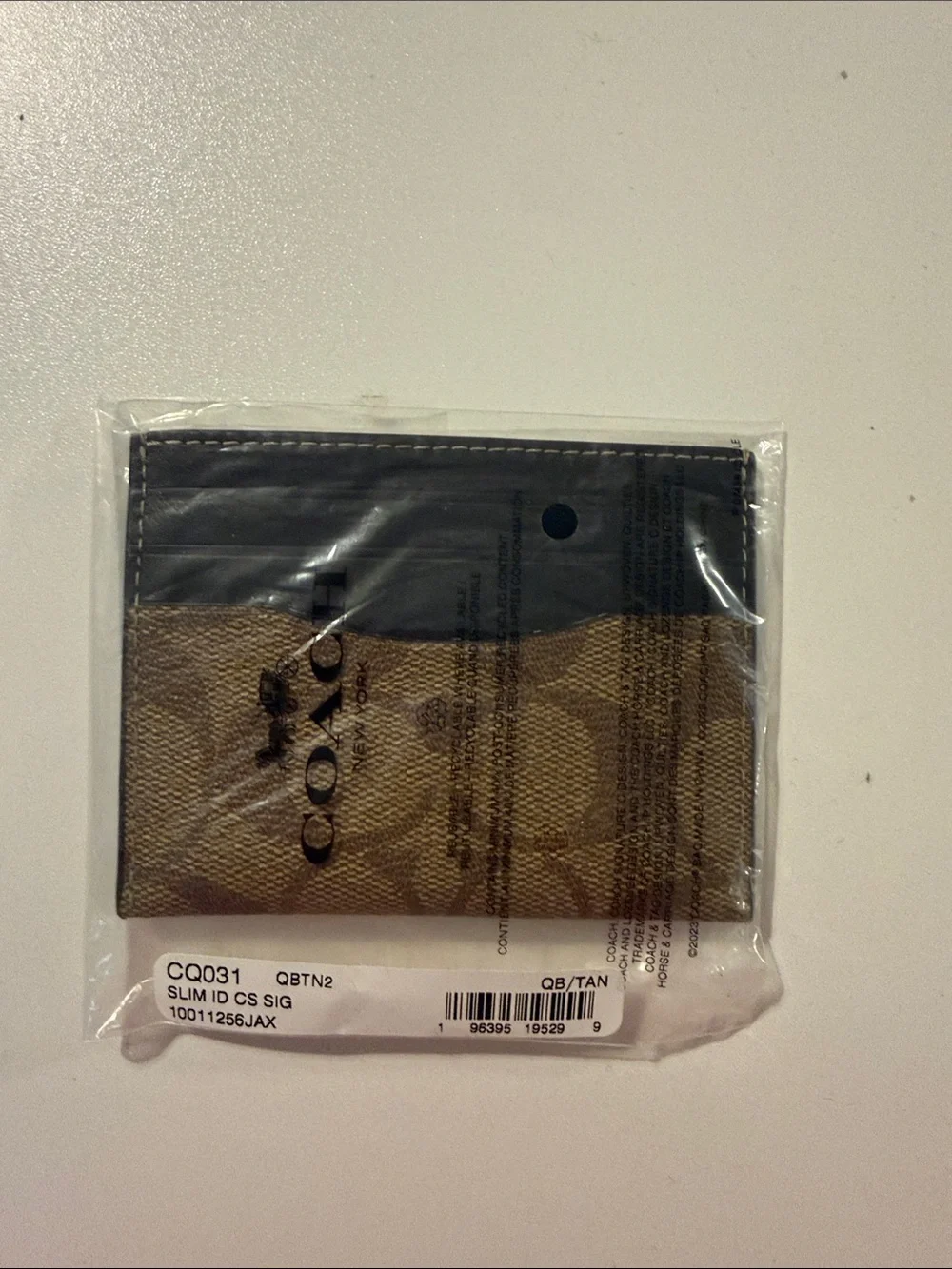 Coach Tan & Black Signature Slim Card Holder
